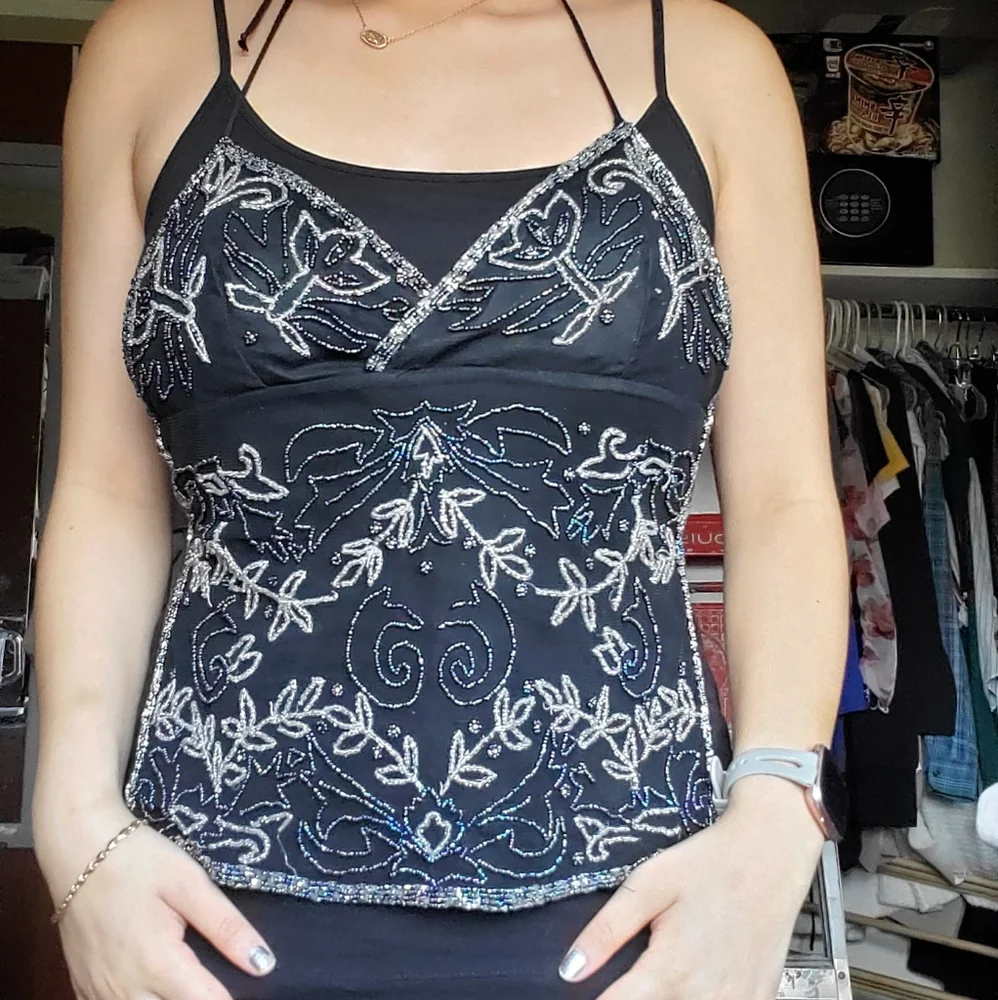 Y2K Beaded Halter Top - Picture 2 of 4